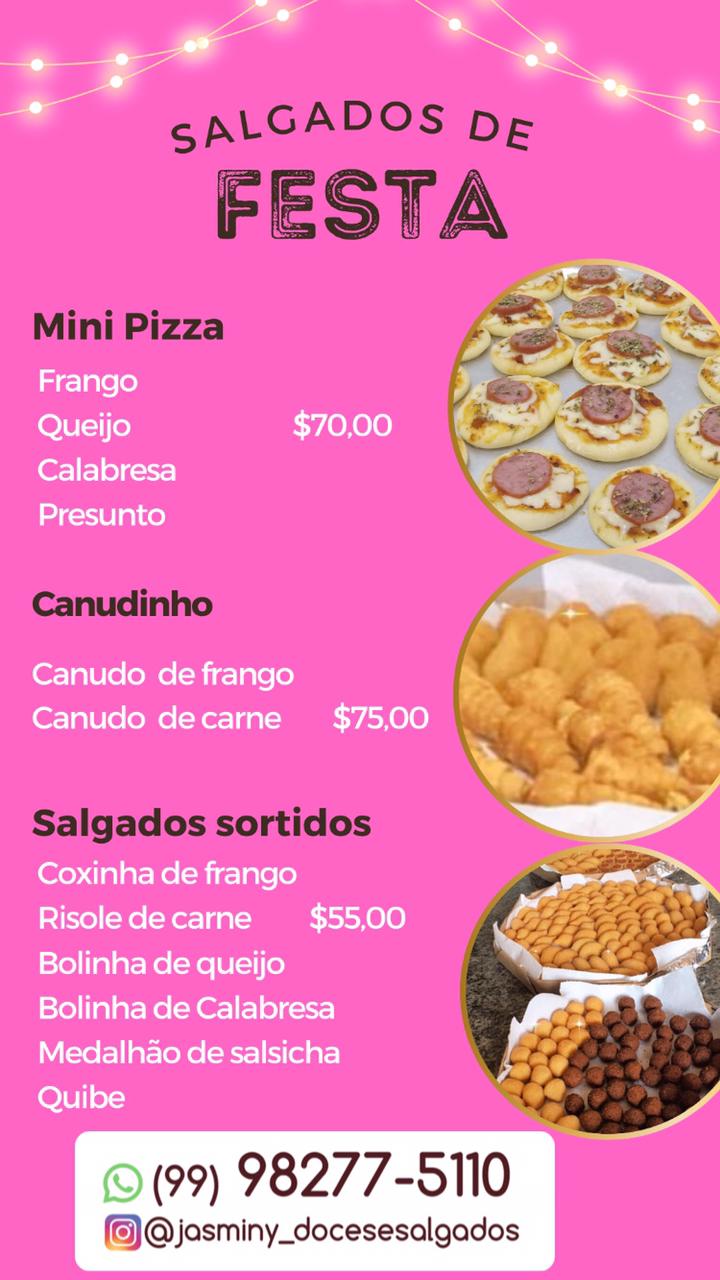 Venha encomendar  os melhores salgados de festa com a Jasminy doces e salgados