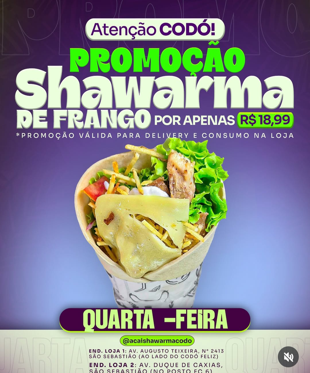 Hoje tem promoção imperdível no Açaí e Shawarma. Confira e aproveite