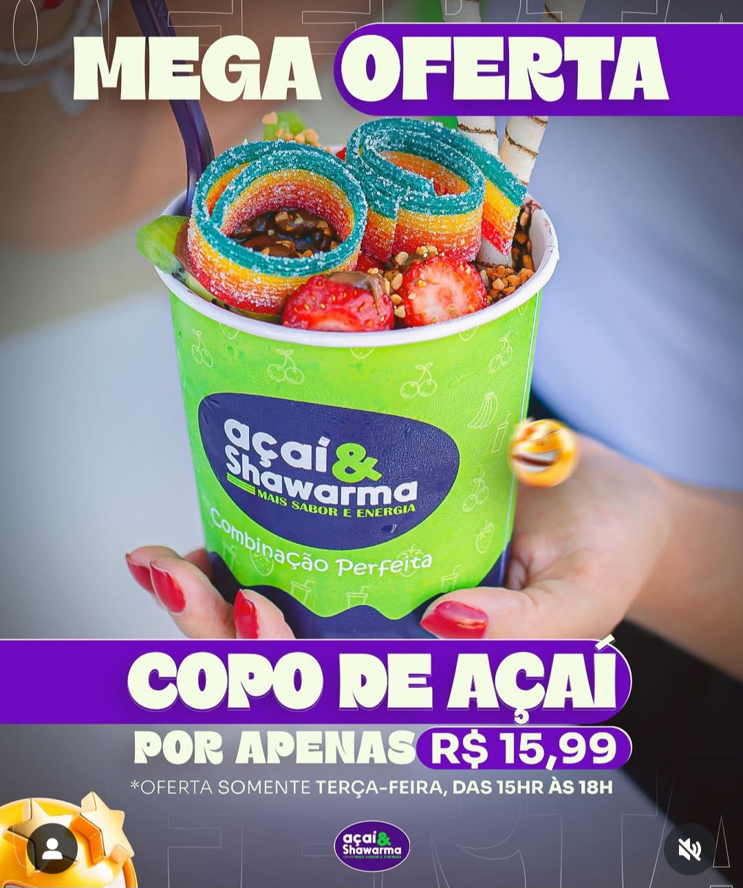 Venha aproveitar a promoção imperdível desta terça-feira (02) no Açaí e Shawarma