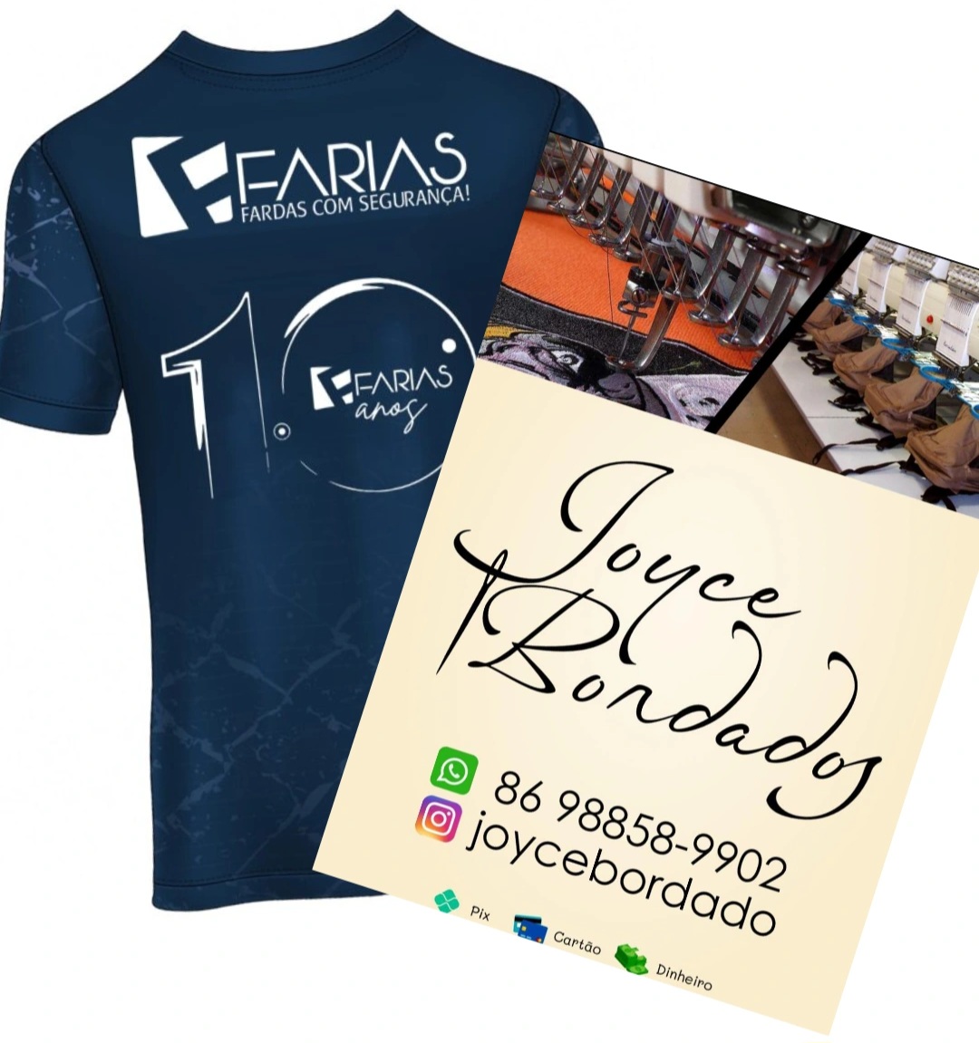 Contrate os excelentes serviços da Joyce Bordados e Farias Fardas