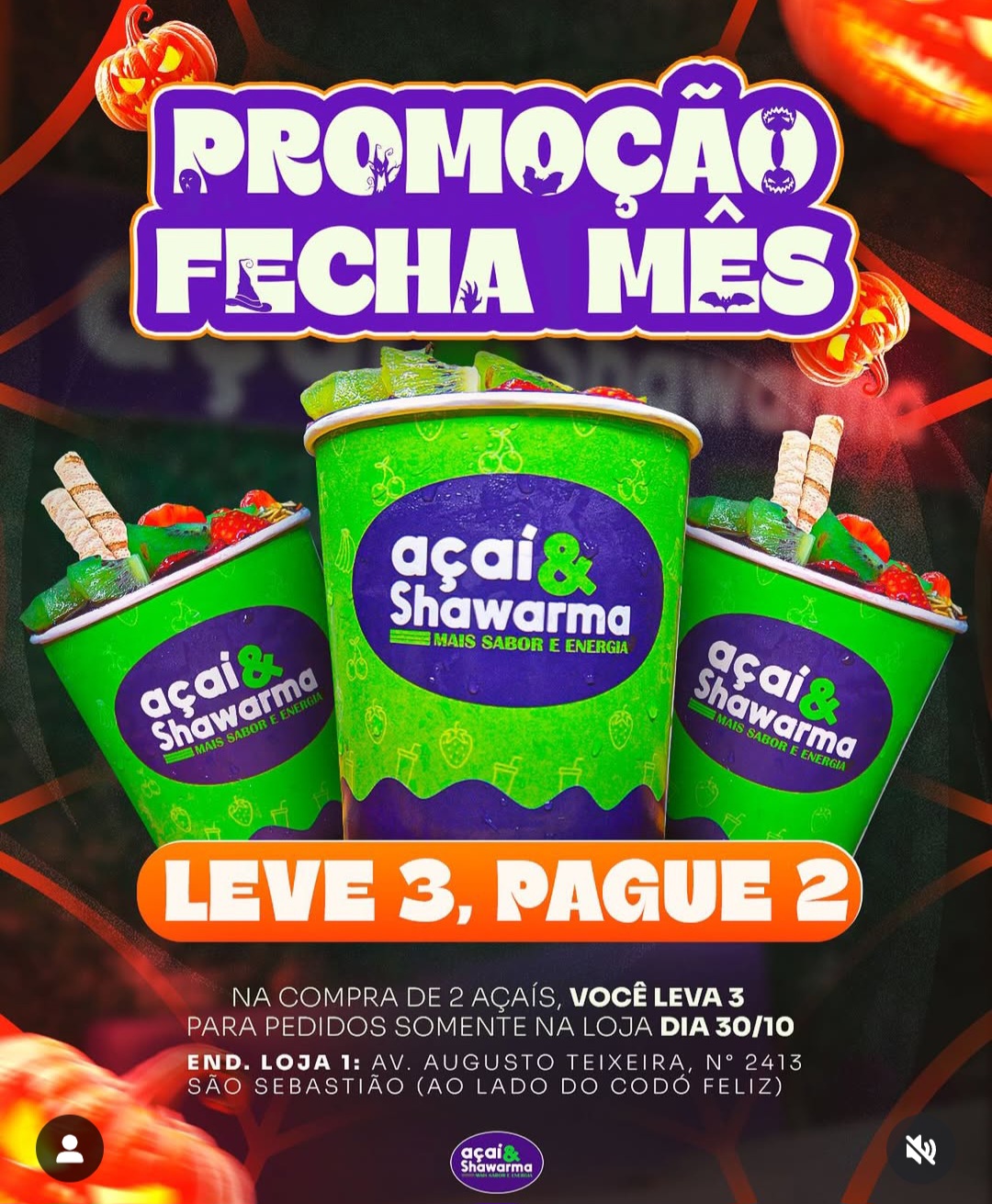 Aproveite a promoção fecha mês do Açaí e Shawarma desta quinta-feira