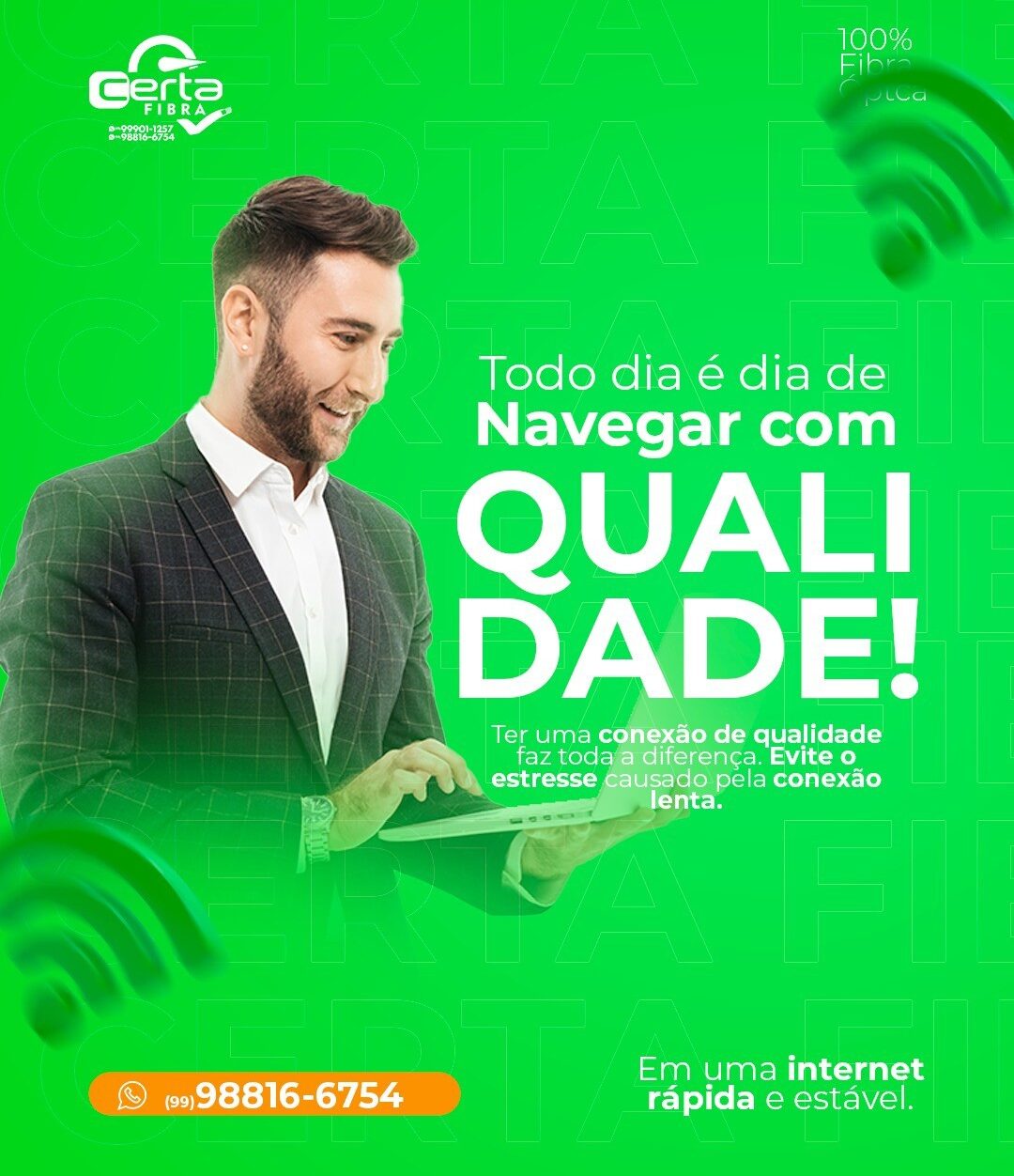 A melhor e mais excelente conexão de internet para a sua rotina você contrata com a Certa Fibra em Codó (MA)