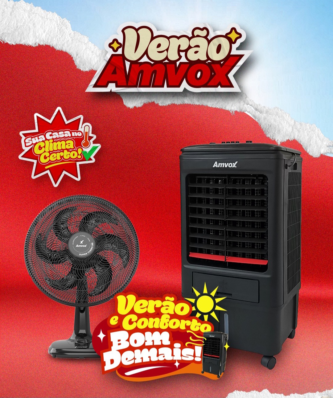 Neste verão garanta o conforto para o seu ambiente com os ventiladores e climatizadores da Amvox