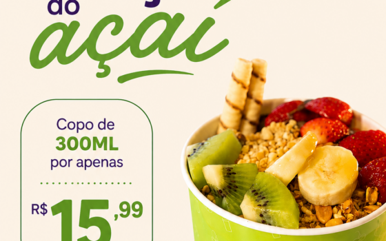 Confira a promoção desta terça-feira (25) do Açaí e Shawarma. Venha aproveitar